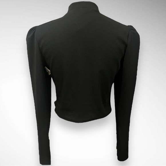 NASTY GAL‎ Cup All Night Cropped Tie Blouse Black Size 8 | NWOT - Picture 3 of 8